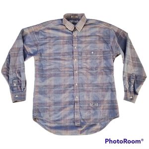 Vintage Levi's Button Down Shirt Size M Blue 90's Plaid Striped Western